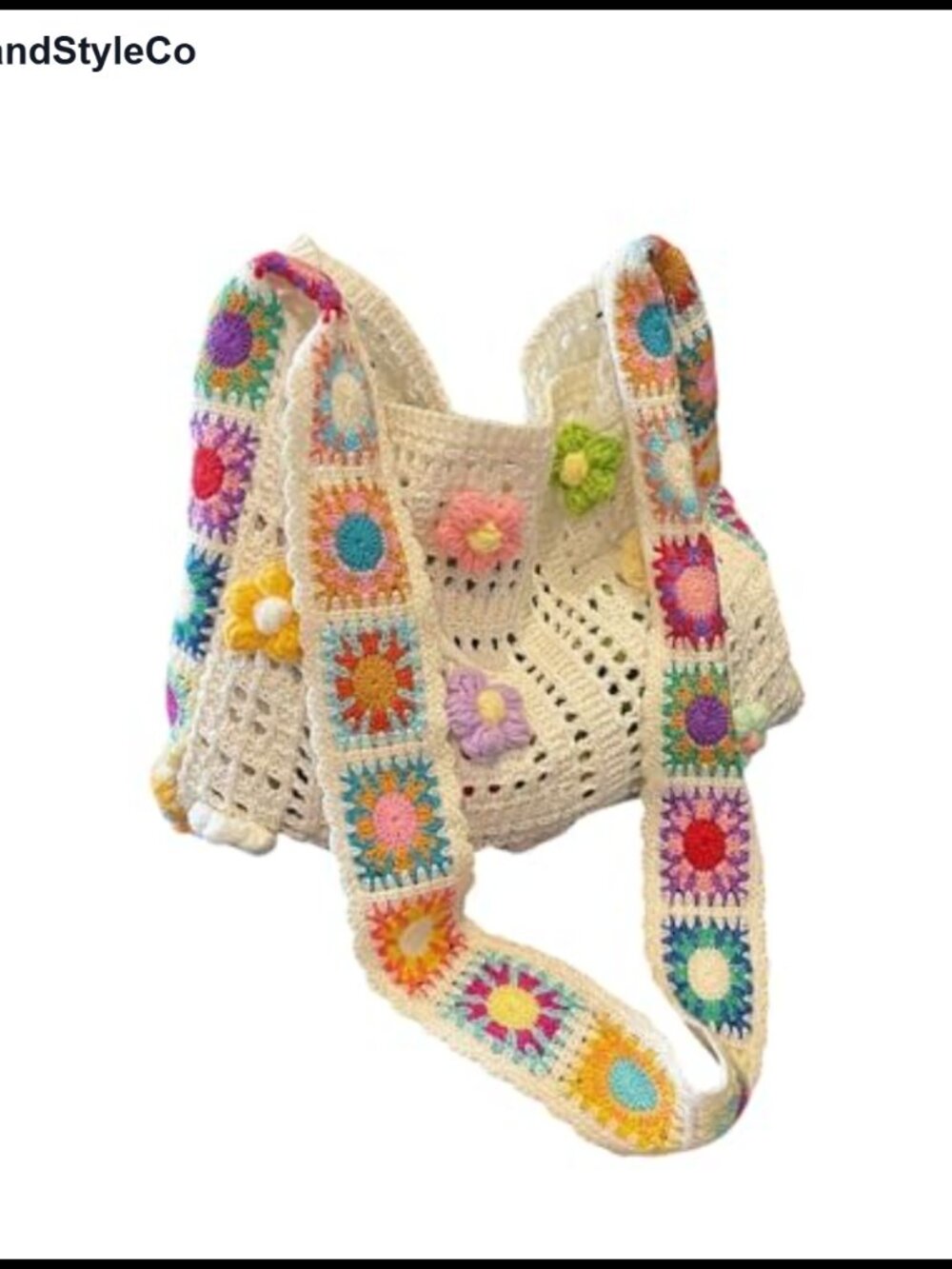 Boho Embroidered Crochet Knit Crossbody Bag Shoulder Tote Handbag